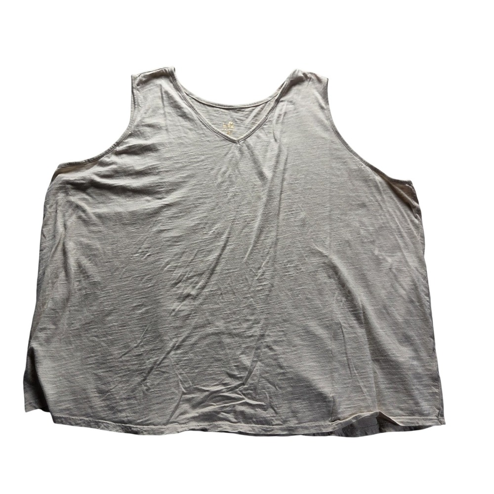 Belle By Kim Gravel Tank Top Womens Plus 3X Beige V Neck Sleeveless Solid Jersey